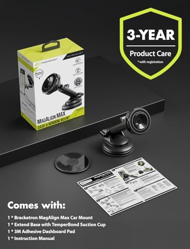 Bracketron Magnetic Car Mount for Cell Phone, MagAlign Max Car Vent Phone Mount【Strongest Magnetic+ Suction】, Vent Phone Mount for Car for iPhone 16 Pro Max 15 14 13 12 – MagSafe Car Accessories – Enhanced Compatibility and Speed