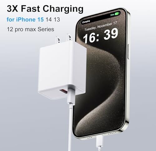 Dual-Port USB-C Fast Charger Block for i Phone 15 & Samsung – 20 W PD Power Adapter Set for Rapid Charging, Compact Design – 4-Pack for Family & Travel Efficiency