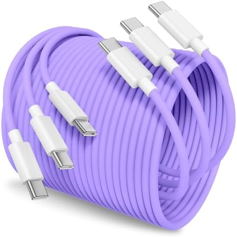 Apple i Phone 15 Charger Cable Trio – 6 ft USB-C to USB-C Fast Charging Set for i Phone 15, Mac Book & i Pad 12.9 – Superior Durability & Enhanced Compatibility for Effortless Powering Solutions