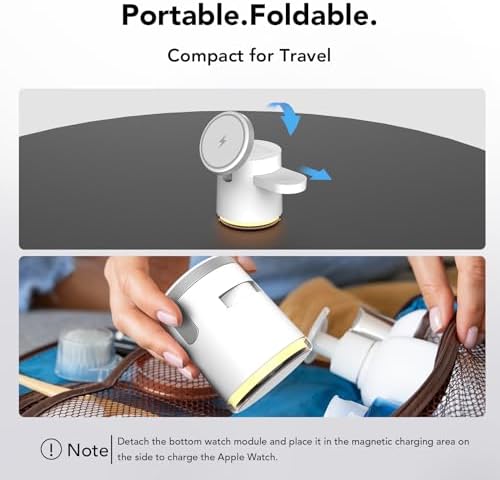 HATALKIN 4-in-1 Wireless Charging Station with Integrated Night Light – Fast Charging Dock for i Phone 12-16 Pro/Max, Apple Watch Series 6-Ultra, Air Pods – Sleek Design for Effortless Device Organization and Ambiance Enhancement