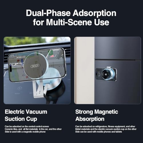 Revolutionary Magnetic Car Phone Holder – Adjustable Vacuum Suction Mount for i Phone 12-16 – Enhanced Stability on Smooth Surfaces – Foldable Design for Optimal Viewing – Hands-Free Navigation & Communication Solution – Durable Lightweight Construction for Everyday Use – Effortless Attachment with Electric Magnetic Technology – Perfect for Mirror, Glass, and Screen Surfaces – Elevate Your Driving Safety with This Essential Accessory