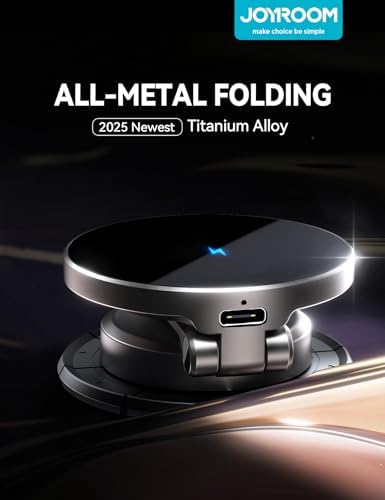 Premium JOYROOM Mag Safe Car Mount Charger – All-Metal 15 W Fast Wireless Charging Solution for i Phone 16 Pro Max Plus & 15/14/13/12 Pro Max Plus – Secure Magnetic Holder in Stylish Dark Blue for Effortless Navigation and Hands-Free Calls, Ultimate Dashboard Accessory