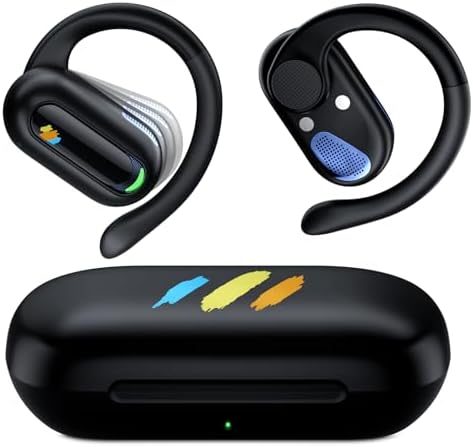 Revolutionary Bluetooth 5.3 Waterproof Earbuds with Rotatable Earhooks – Secure Fit Wireless Headphones for i Phone 16 Pro, i Pad 10 th Gen, Galaxy S25 | HD Mic for Clear Calls & Sport-Ready Sound Quality
