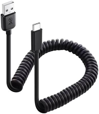 Cable Matters 2-Pack USB to USB C Coiled Cable with 3A/15W Fast Charging 1-4ft, Support Apple CarPlay, Android Auto, Coiled USB-A to USB-C Cable, for iPhone 16/15 Pro Max Plus, Galaxy S23, iPad – Enhanced Compatibility and Speed