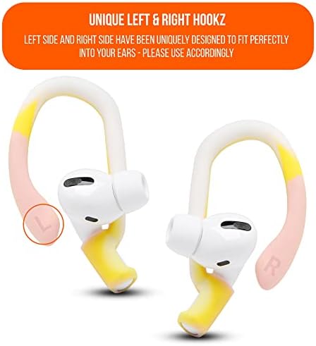 Patented WC Hook Z – Upgraded Over-Ear Hooks for Air Pods Pro 1, 2 & Air Pods 1, 2, 3 | Secure Fit Earbud Accessories with Unique Left & Right Design | Two Size Pairs Included | Winter White | Premium Quality by Wicked Cushions for Maximum Comfort and Stability