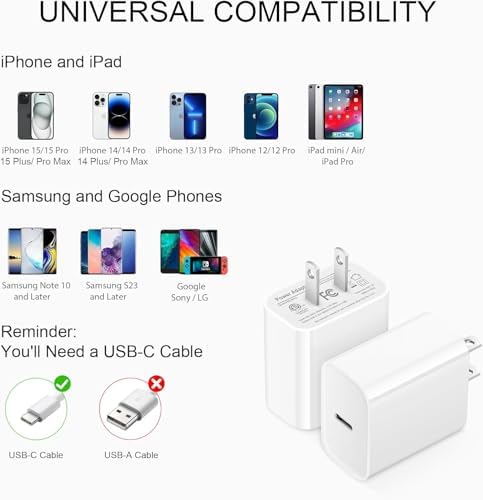 High-Speed i Phone Charging Solution: 10 ft USB C to Lightning Cable with Compact Type C Wall Adapter for Effortless Power Boosting – Perfectly Compatible with i Phone 14 Pro Max, 14 Plus, 14, 13, 12 Mini, 11, XS Max, XR, and i Pad – Durable, Portable, and Ideal for Active Lifestyles