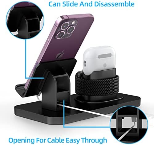 Revolutionize Your Charging Routine with the 180° Adjustable Phone Charger Stand Holder – 3-in-1 Docking Station for Apple Watch, Air Pods, i Pad, and Most Smartphones – Fast Charging & Elegant Gray Design for Enhanced Organization and Accessibility