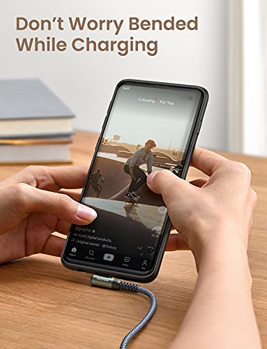 AINOPE Right Angle USB C Cable – 2-Pack (10 ft + 10 ft) Fast Charging 3.1 A Nylon Braided Charger for Enhanced Device Compatibility, Ideal for Gaming and Multitasking, Durable Black Design