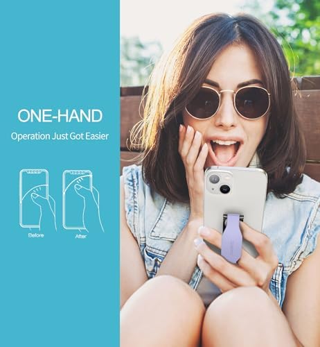 SURITCH 2-in-1 Silicone Phone Grip and Kickstand Holder – Universal Finger Loop Strap for Superior Stability and Comfort, Compatible with i Phone, Samsung, and Most Cases, 3.15″ Black – Premium Drop Protection and Effortless Hands-Free Viewing Solution