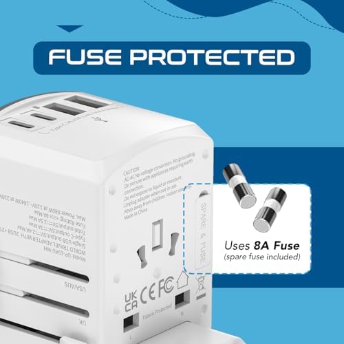 Ultimate Compact Travel Power Adapter for UK & Ireland – Dual USB & USB-C Fast Charger with 3.1 A Output – Type G Plug Converter for Seamless Global Connectivity in Hong Kong, England, Dubai, and Saudi Arabia – Safe, Efficient Design for Smart Travelers
