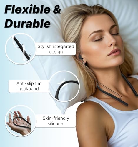 Hmusic HS88 Bluetooth Sleep Headphones – Ultra-Comfortable Neckband Earbuds Designed for Side Sleepers with 12-Hour Battery Life and Superior 30 d B Noise Cancellation for Uninterrupted Meditation and Travel Listening. Ideal for Audiobook Lovers Seeking Ultimate Relaxation and Serenity.