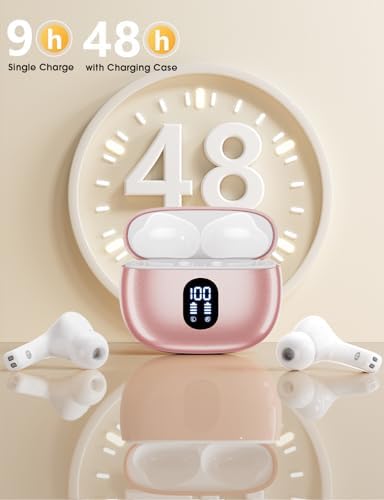 Elevate Your Audio Experience with ZZU 2025 Wireless Earbuds – Superior Big Bass Sound, Ultra-Lightweight Bluetooth Design, Extended 48-Hour Battery Life, IPX7 Waterproof for Active Lifestyles, AI-Enhanced Hands-Free Calling, Seamless Compatibility with i Phone & Android Devices for Music Lovers and Professionals