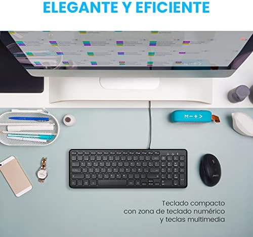 Whisper-Quiet Perixx PERIBOARD-213 W USB Scissor Keyboard – Compact Spanish QWERTY with Numeric Keypad for Enhanced Productivity – Perfect for Home and Office Use