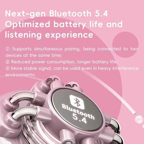 Fii O Retro Wireless Bluetooth 5.4 Headphones in Pink – 58-Hour Active Noise Cancelling Earphones for Ultimate Comfort & Sound Quality – Ideal for Travel, Home, and On-the-Go Listening