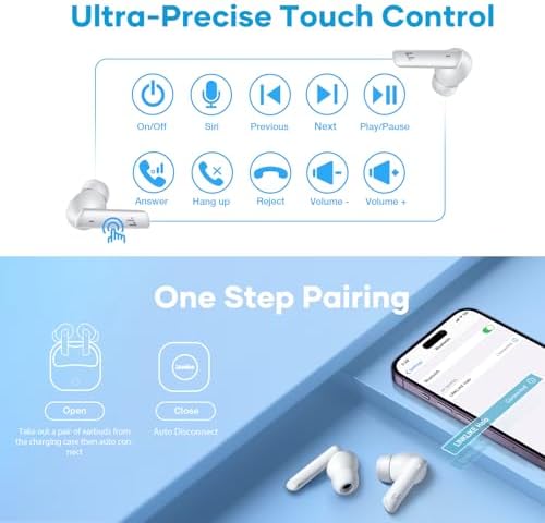 Linklike Premium Noise Cancelling Earbuds with Advanced 3-Mode Smart ANC – Unmatched Hi-Fi Sound with Deep Bass, 48.6 Hours of Playtime, Ergonomic Comfort for All-Day Wear, AI-Enhanced Call Clarity, Bluetooth 5.3 for Flawless Connectivity & Touch Controls – Ideal Solution for Audiophiles and Professionals