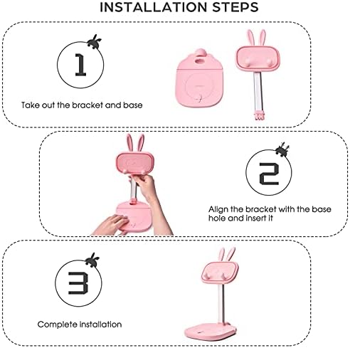 OATSBASF Cute Bunny Tablet Stand for Desk, Adjustable Height Stand Holder Dock Compatible with iPad, Pro 9.7, 10.5, 12.9 Air Mini, Kindle, Nexus, Tab, E-Reader (4-13″) (Pink Plus) – Enhanced Compatibility and Speed