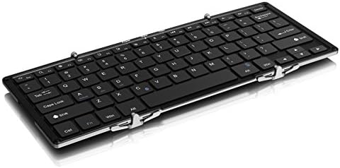 Aluratek Tri-Fold Bluetooth Keyboard – Portable Aluminum Full-Size Design with Rechargeable Battery for i Phone, i Pad, Android, Mac & PC – Ultimate On-the-Go Typing Solution for Professionals and Tech Lovers