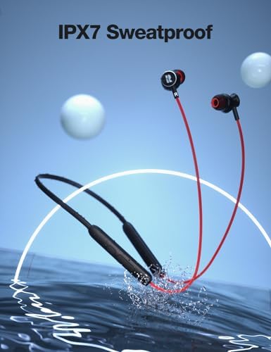 Rythflo V5.2 Premium Wireless Bluetooth Earbuds – Sweatproof Neckband Headphones with Deep Bass, 30-Hour Battery Life, and Built-in Microphone for Ultimate Comfort and Connectivity – Perfect for Athletes and Music Lovers on the Go