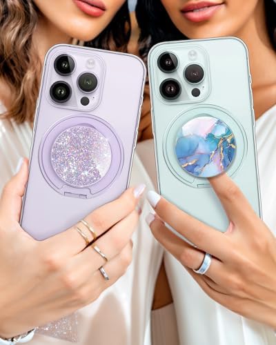 Glamour Pearl Magnetic Phone Grip Holder with Adjustable Kickstand – Ultimate Versatile Smartphone Accessory for i Phone, Android & Kindle – Secure Hands-Free Viewing & Stylish Design – Includes Magnetic Adapter for Effortless Compatibility and Enhanced Usability