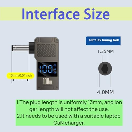 High-Efficiency 100 W PD Charger Tip for HP Laptops (4.5 x 3.0 mm) with 1.5 M USB-C Cable – Ultimate Rapid Charging Solution with Advanced Safety Features and Broad Compatibility for Seamless Device Power Management