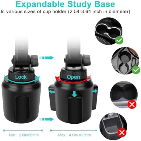 Universal Cup Holder Tablet Mount for Cars – 360° Rotating Adjustable Stand for i Pad Pro, Samsung Galaxy Tab, and Amazon Fire HD – Perfect Hands-Free Viewing for 4.7″ to 12.9″ Devices – Durable Long Arm Design for Ultimate Convenience on the Go