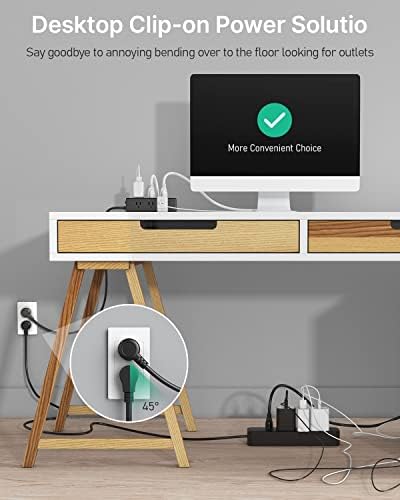 CCCEI Desk Clamp Power Strip: 9 Outlet Surge Protector with USB-A & USB-C Fast Charging | Compact Desktop Edge Mount Power Station | 6 FT Flat Plug for Easy Access | Ideal for Home Office & Gaming Setups | Enhanced Organization & Efficiency