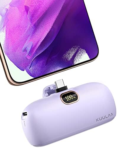 Kuulaa 5000 m Ah USB-C Power Bank with Built-in Plug – PD20 W Fast Charging Battery Pack for i Phone 15/16, Samsung S22/S23 & Android Devices – Compact Design with LCD Display for On-the-Go Convenience and Enhanced Compatibility