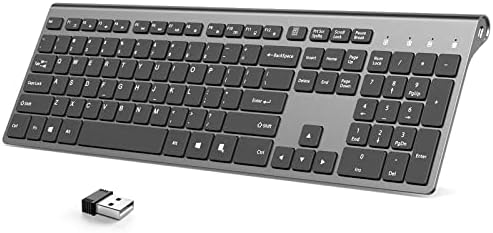 JOYACCESS Rechargeable Silent Wireless Keyboard – Sleek Silver-White Design for Mac, PC & Laptop | Versatile 2.4 G USB Connectivity | Water-Resistant, Noise-Free Typing for Enhanced Focus & Productivity | Compatible with Windows, i OS & Android Devices | Lightweight & Slim for On-the-Go Professionals