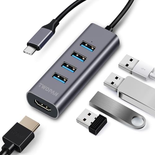 Ultimate 5-in-1 USB C Hub with 4 K HDMI & 4 USB 3.0 Ports – The Essential Multiport Adapter for Enhanced Productivity on Mac Book Pro, Mac Book Air, i Mac, i Pad, XPS & More – Seamless Connectivity, Fast Data Transfer & Travel-Friendly Design