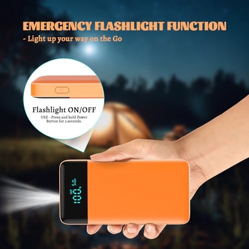 Ultra Slim 10800 m Ah Portable Charger with LCD Display – Fast Charging Power Bank with 20 W PD USB-C Output, Ideal for i Phone 15, 14 & Samsung Android – Compact Power Solution for On-the-Go Charging