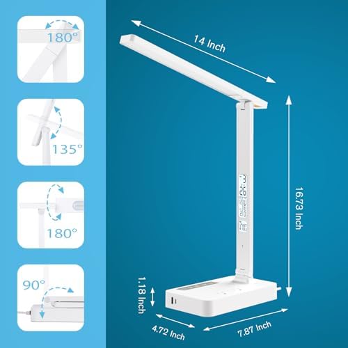Versatile Power Strip Lamp with USB Charging: 2 AC Outlets, 1 USB-A & 1 Type-C Port, Adjustable Brightness Desk Lamp for Home Office & Dorm Room, 5 ft Extension Cord with Surge Protection for Ultimate Device Safety