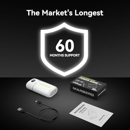 MARBERO Ultra-Lightweight 10,000 m Ah Fast Charging Power Bank – Compact USB-C Charger with 18 W Output for i Phone, i Pad, Samsung Galaxy & Google Devices – Essential Travel Companion with Advanced Safety Features for On-the-Go Power Management