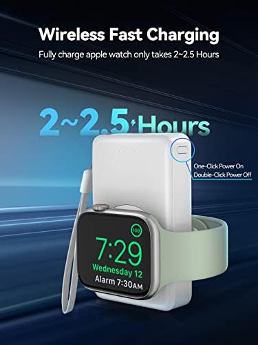 LVFAN 4000 m Ah Magnetic Wireless Power Bank for Apple Watch – Sleek Portable Charger Compatible with Series 1-10, SE, Ultra – Fast Charging Smartwatch Battery Pack for On-the-Go Convenience in Black