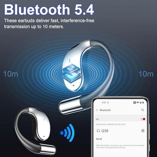 Unlock Your Audio Potential with Next-Gen Open-Ear Wireless Earbuds – Bluetooth 5.4 Headphones Offering Superior ENC Noise Cancellation, Rich Hi-Fi Sound, and Immersive Deep Bass; IP54 Water-Resistant for Active Adventures with an Astounding 68-Hour Battery Life – Ideal for Running, Traveling, Work, Cycling, and Intense Workouts; Features AI Translation for Effortless Multilingual Communication and Seamless Device Pairing