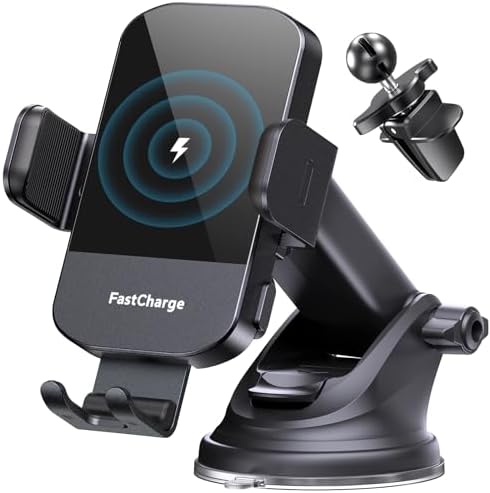 CHGeek 15 W Wireless Car Charger & Auto-Clamping Phone Mount – Fast Qi Charging Solution for i Phone 15/14/13/12/11 Pro Max & Samsung Galaxy S25/S24/S23/S22/S21/S20 – Stylish Pink Design for Modern Drivers – Effortless Device Security & Optimal Viewing Angles