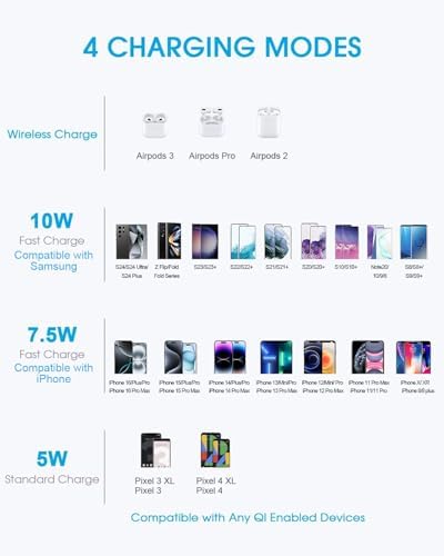 NANAMI 15 W Qi Fast Wireless Charger with PD3.0 Adapter – Streamlined Charging Pad for i Phone 16/15/14/13/12/11/XS Max & Samsung Galaxy S25/S24/S23/S22/S21/Note 20 – Effortless Power for Air Pods Pro & Qi Devices – Intelligent Overheating Protection & Elegant Minimalist Design for Home or Office