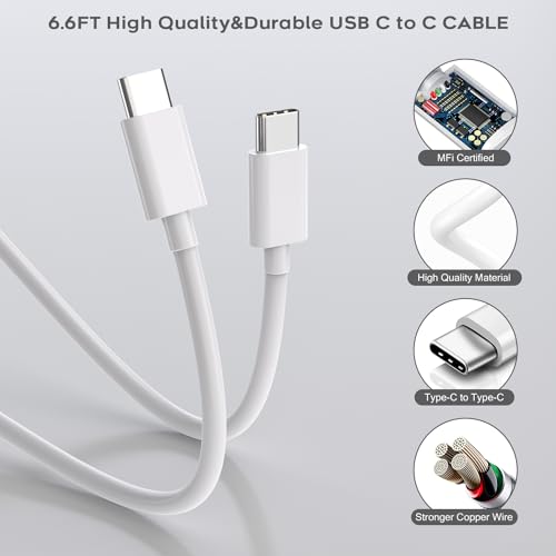 i Phone 16 Fast Charging Kit – 20 W Power Delivery Charger Bundle with 6 ft USB C to Type C Cable for i Phone 16/16 Pro Max/i Pad 10/i Pad mini 6/i Pad Air 5/4/i Pad Pro 12.9 – Ultimate Speed and Compatibility for On-the-Go Power Needs