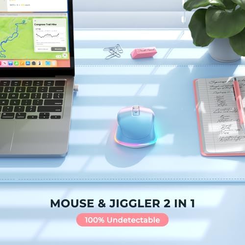 PEIOUS Rechargeable Wireless Mouse with LED – Innovative Jiggler Technology to Keep Your Computer Awake – Sleek Black Design for Optimal Comfort and Productivity