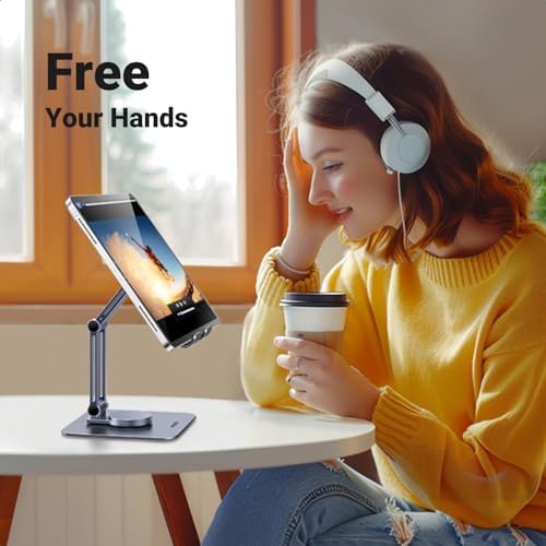 UGREEN 360° Rotating Tablet Stand for Desk – Adjustable Aluminum Tablet Holder for i Pad Pro, Air, Mini 6/5 – Lightweight Portable Design for Home & Office Use – Enhance Your Viewing Experience with Ergonomic Comfort and Modern Style
