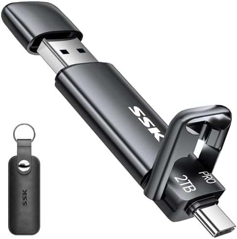 SSK 256 GB Ultra-Fast SSD USB C Drive – Dual Connectivity for i Phone 15, PS4, Android, and More – Blazing Transfer Speeds Up to 1000 MB/s – Compact External Solid State Drive with Type-C & USB A 3.2 Gen 2 – Perfect for On-the-Go Data Storage Solutions