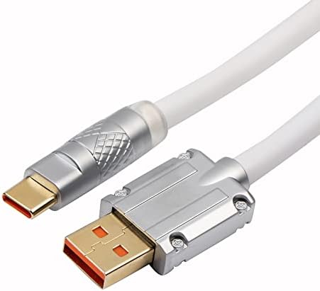 Transform Your Gaming Experience with the EPOMAKER Mix 1.8 m Coiled USB C to USB A TPU Keyboard Cable – Detachable Metal Aviator for Ultimate Customization, Sleek White Design for Enhanced Aesthetics, and Superior Performance for Mechanical Gaming Keyboards