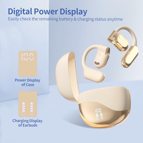 Chic Purple Wireless Bluetooth 5.4 Clip-On Earbuds for Women – Open Ear Design Enhances Comfort and Safety, Ideal Waterproof Fitness Headphones for Gym, Daily Commutes, and Leisure – Extended Battery Life & Superior Connectivity for Seamless Audio Experience