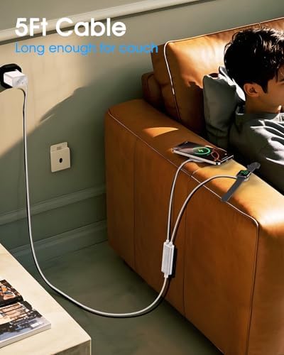 Magnetic 2-in-1 Wireless Charger for Apple Watch & i Phone – Fast USB-C Charging Station Compatible with Apple Watch Ultra/SE/Series 2-10 & i Phone 12-16 Models – Compact & Portable Design for Effortless Power Anywhere – Enhanced Safety Features & Strong Magnetic Alignment