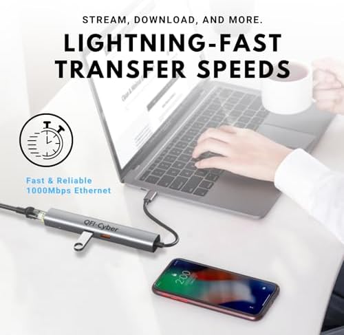Revolutionize Your Workspace with the All-in-One 6-in-1 USB C Hub – Experience 4 K HDMI Clarity, Lightning-Fast Ethernet, Dual USB 3.1 Gen 2 Data Ports, and 100 W Power Delivery for Ultimate Device Compatibility – Perfect for Mac Book Pro/Air, Chromebook, Dell XPS, and HP Laptops – Unleash Maximum Productivity and Versatility Today!
