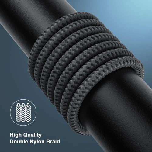 Essri 10 FT Nylon Braided i Phone Charger Cord 2-Pack – Fast Charging Lightning Cable for i Phone 14, 13, 12, 11, X, XS, XR, and 15 – Durable Blue 10 Foot Charging Solution for Ultimate Convenience and Style