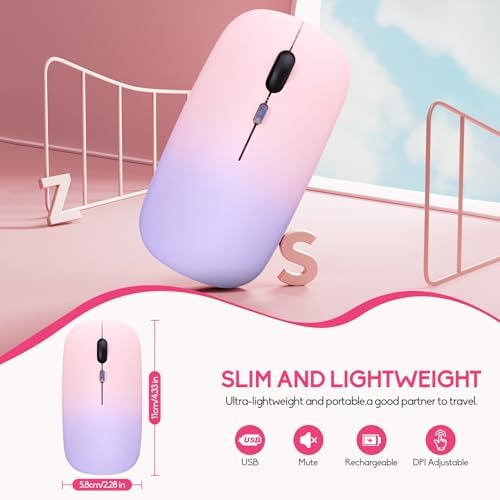 Seamless Productivity with 3 Pack Rosy Glow Red Wireless Bluetooth Mouse – Rechargeable, Silent, and Slim Dual Mode Mice for Laptop, Desktop, i Pad, and Mac – Perfect for On-the-Go Professionals and Students