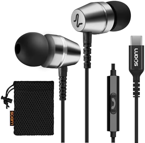 LUDOS OMNITONE USB-C Earbuds – Rich Sound Quality & Comfortable Fit for i Phone 16 & Samsung Galaxy S24 – Noise-Canceling Technology, Ergonomic Design, 5-Year Warranty – Turquoise – Perfect for Music, Gaming, and Calls with Quick USB-C Connectivity and Wide Device Compatibility