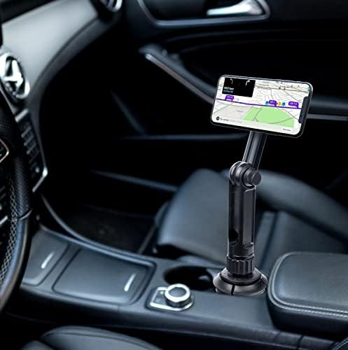 Enhanced Magnetic Phone Mount for Vehicles – Tough Tested Adjustable 13.3” Boom Arm with Expandable Cupholder Base | Universal Compatibility for i Phone & Android | Secure Grip on Bumpy Roads | Effortless Access to Navigation and Calls