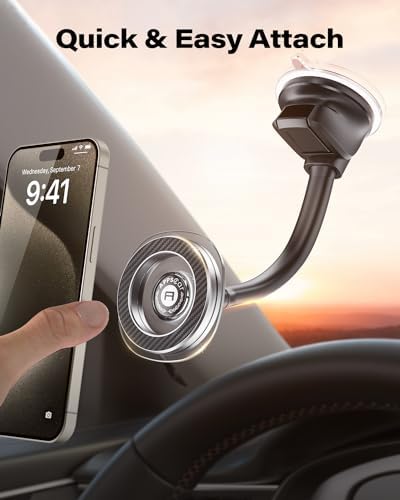 APPS2 Premium Magnetic Car Phone Holder – Versatile Dashboard & Windshield Mount with Flexible Arm & Robust Suction Cup, Ensuring Optimal Smartphone Accessibility for All Models – Your Ultimate Driving Companion for Hands-Free Navigation and Seamless Communication