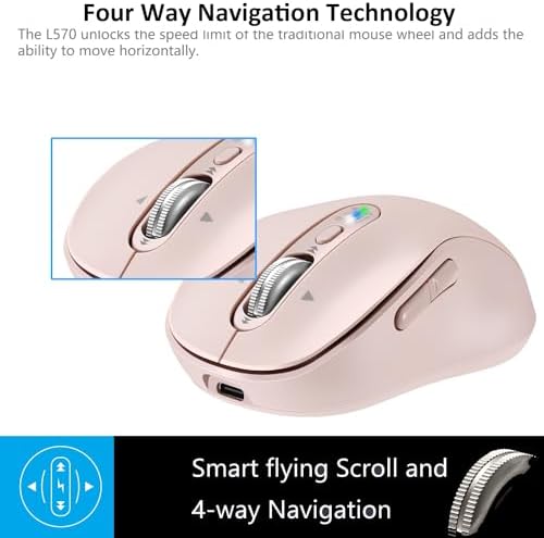 Elevate Your Productivity with the L570 Wireless Bluetooth Mouse – Portable, Rechargeable, and Multi-Device Compatible for Seamless Navigation Across Mac Book Air/Pro, i Pad, Laptop, and Computer – Featuring 4-Level DPI, Ergonomic Design, Silent Click, and 4-Way Scrolling for Ultimate Comfort and Precision